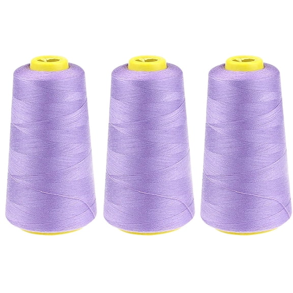 3 Pcs Sewing Kit, 2300 Yards Serger s Cones Spools, Prewound Bobbins, Spool Polyester for Sergers Machine and Overlock Quilting Sewing Machine, Purple