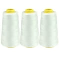 thumbnail image 1 of 3 Pcs Sewing Thread Kit, 2300 Yards Serger Threads Cones Spools, Prewound Bobbins, Spool Polyester Thread for Sergers Machine and Overlock Quilting Sewing Machine, White, 1 of 3