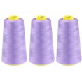 thumbnail image 1 of 3 Pcs Sewing Thread Kit, 2300 Yards Serger Threads Cones Spools, Prewound Bobbins, Spool Polyester Thread for Sergers Machine and Overlock Quilting Sewing Machine, Purple, 1 of 3