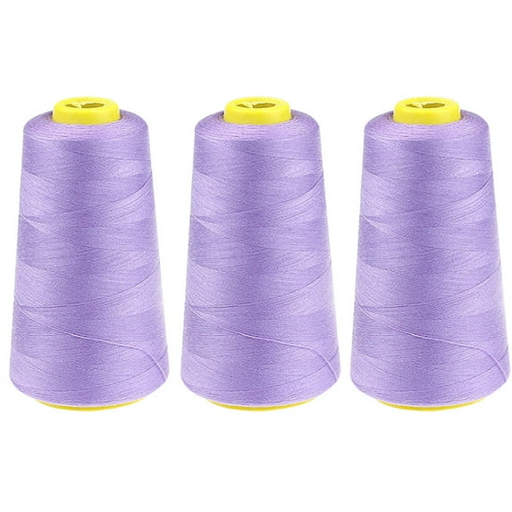 3 Pcs Sewing Thread Kit, 2300 Yards Serger Threads Cones Spools, Prewound Bobbins, Spool Polyester Thread for Sergers Machine and Overlock Quilting Sewing Machine, Purple