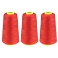 thumbnail image 1 of 3 Pcs Sewing Thread Kit, 2300 Yards Serger Threads Cones Spools, Prewound Bobbins, Spool Polyester Thread for Sergers Machine and Overlock Quilting Sewing Machine, Red, 1 of 3