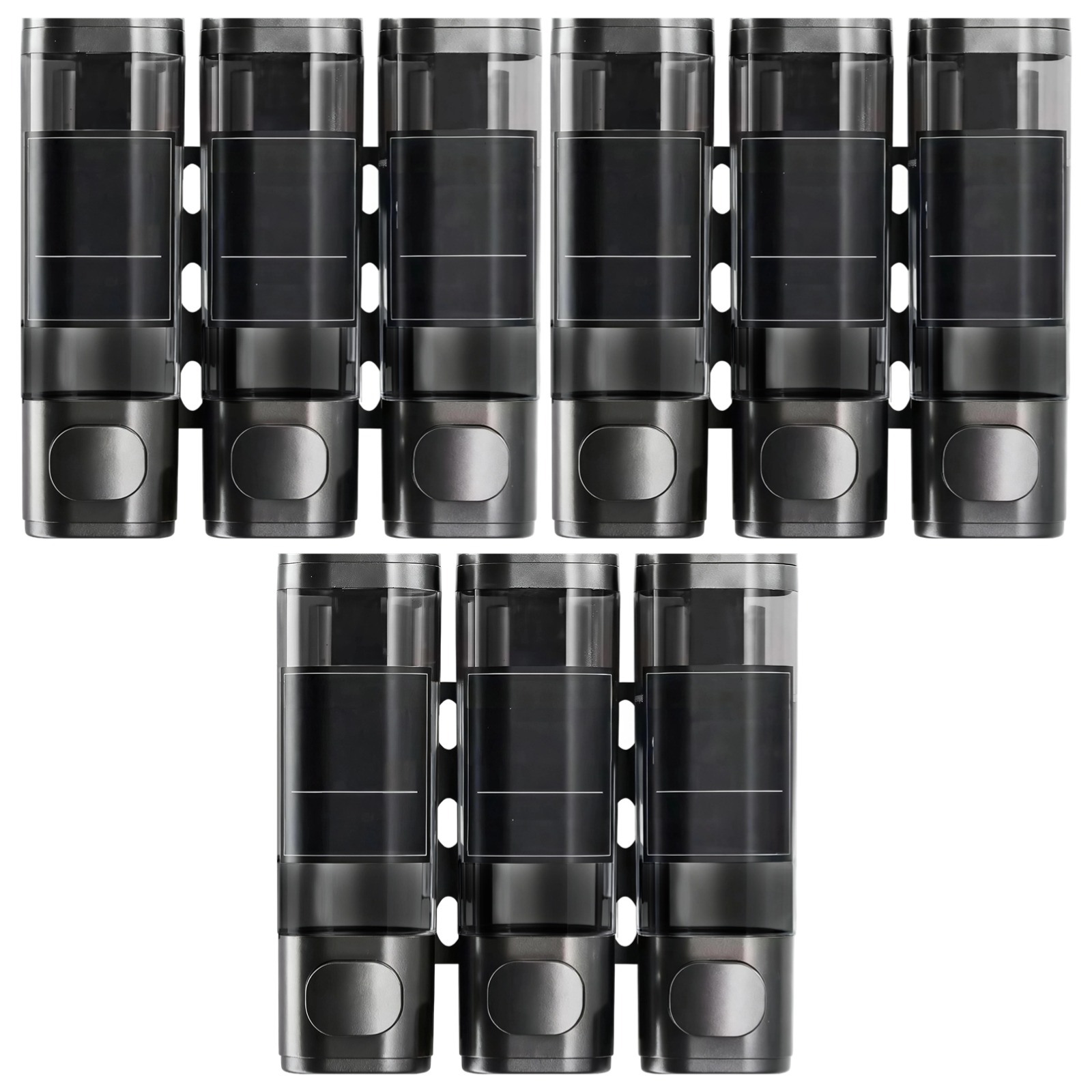 3 Pcs Shampoo and Conditioner Dispenser, Wall Mount Shower Dispenser 3 Chamber No Drill, ABS Bathroom Soap Dispenser, 8.3 x 2.4 x 8.5 in, Gray