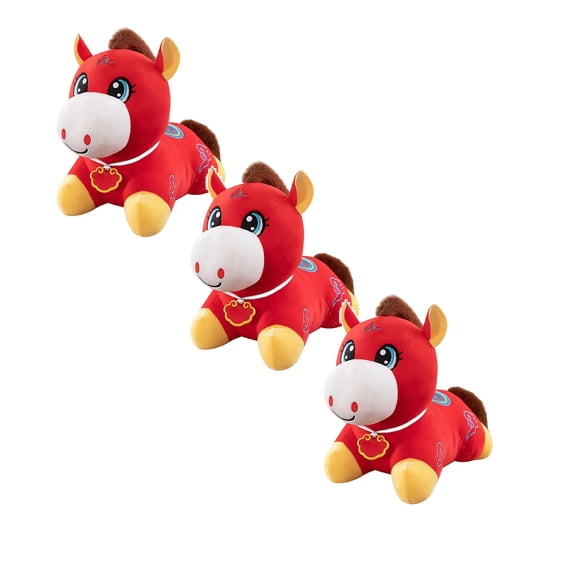 3 Pcs!! Shiogb 2026 Zodiac Mascot Plush Toy - Symbolizing Good Luck and Prosperity, Soft Filled Horse Plush Toy, Home Décor for Chinese New Year, Suitable for All Ages, A,B,C