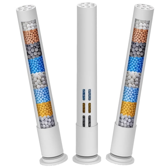 3 Pcs Shower Filter Cartridge, 15 Stage Filtration System, Universal Replacement Shower Filter for Hard Water, Removes Chlorine, Impurities, Makes Skin Softer, 8.3 in