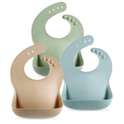 Benoxine Silicone Baby Bibs, Adjustable, Reusable, Durable, Waterproof, BPA-Free,Portable, 3-Pack