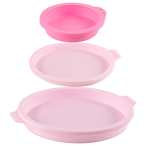 3-Piece Round Silicone Cake Molds for Baking Cheesecakes and More, Non-Stick Flexible Silicone Baking Pans Set