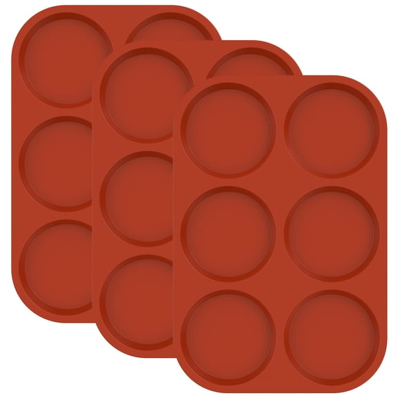 3 Pcs Silicone Egg Molds 6 Cavities Muffin Top Pans Easy Release Hamburger Bun Molds Silicone Muffin Baking Pans for Breakfast Egg Sandwich Pie Shortbread