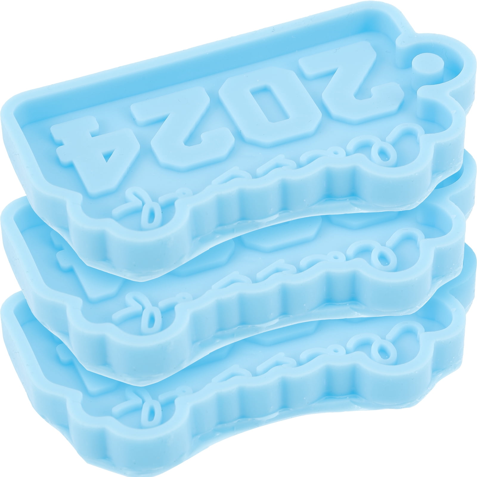 3 Pcs Silicone Epoxy Molds Keychain Cap Keys Number Sky-blue - Walmart.com