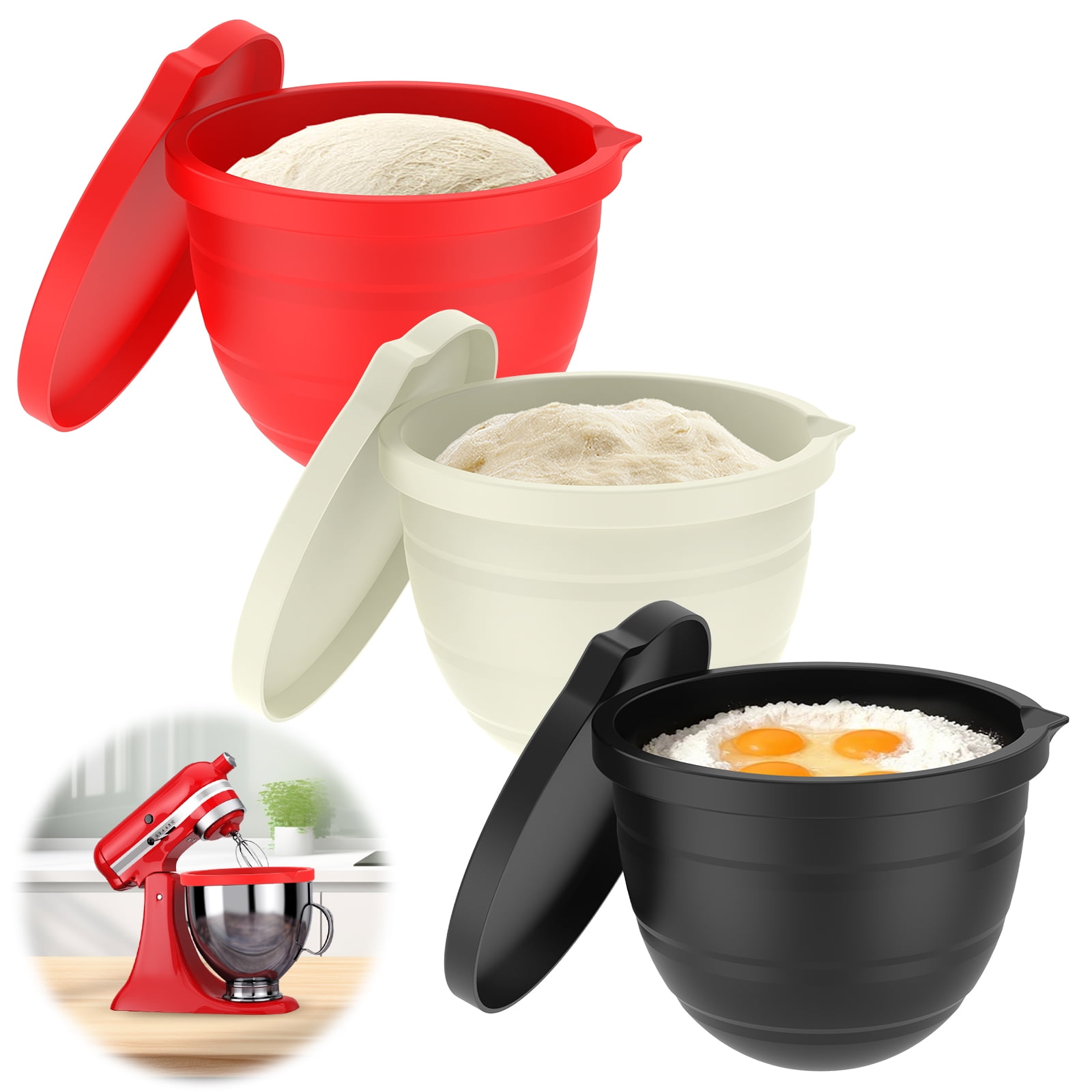 3 Pcs Silicone Liner with Lid for 5 Qt Tilt Head Stand Mixer Foldable Silicone Mixer Bowl Liner Dishwasher Safe for Kitchen（Upgraded and reinforced） - Walmart.com