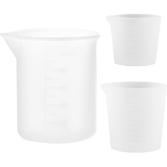 3 Pcs Silicone Measuring Cup with Graduated Set, Dosing Cup for Liquid Soap, Laundry Liquid Detergen, Graduated Cup for Epoxy Casting Molds(30/50/100ml)
