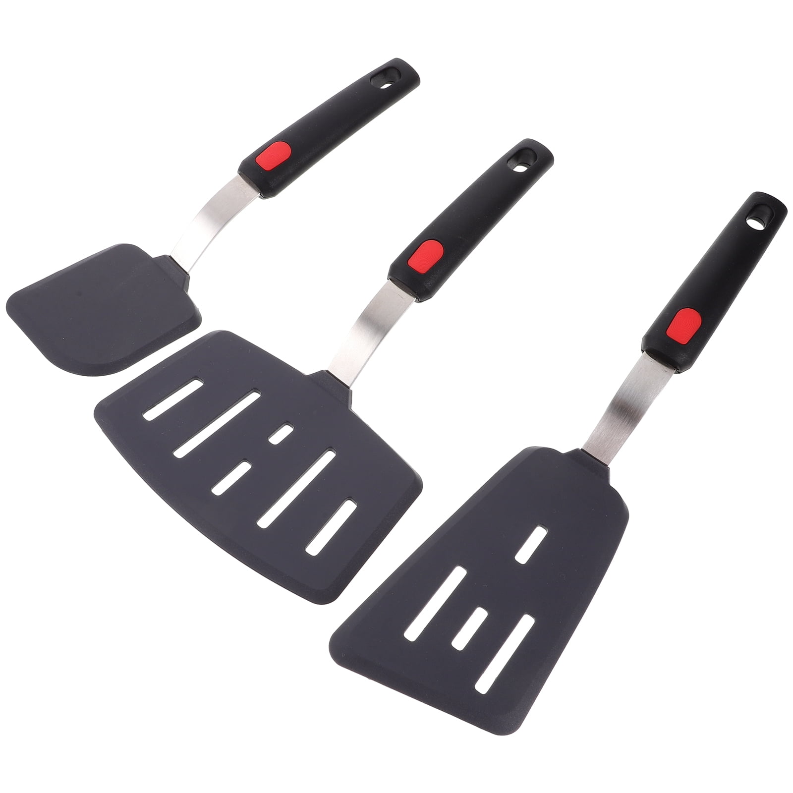 Black Silicone and Stainless Steel Heat Resistant Spatula Set