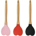 thumbnail image 1 of 3 Pcs Silicone Spoon with Heart-shaped Wooden Handle, Non-stick Kitchen Cooking Tools for Baking,Cooking,Mixing,Scraping,and Stirring, 1 of 5