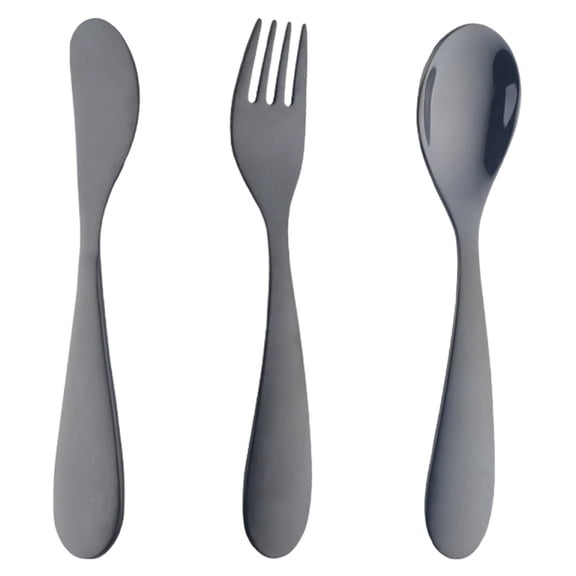 3 Pcs Silverware Set,Metal Flatware Cutlery Set,Stainless Steel Spoons and forks Flatware Set,Kitchen Utensils Set,Metal Tableware Eating Utensil Sets for Home,Restaurant,Wedding,Party,(Black)