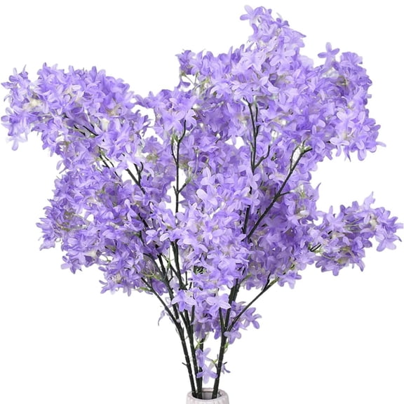3 Pcs Simulation Flower Encrypted Lilac Flowers Faux Cherry Blossom Stems Silk Cross Cherry Blossom 38’’ Fake Lilac Branches for Valentine's Day Wedding Decoration (Purple)