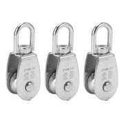 3 Pcs Single Pulley Block 150KG 330LB Bearing U Shaped 360 Degree Rotation Stainless Steel Pulley Roller