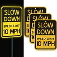thumbnail image 1 of 3 Pcs Slow Down Speed Limit Safety Signs 16 x 12 Inches, Reflective Thickened Aluminum with Ink Rust Resistant UV Protected and Weatherproof Easy Mounting Outdoor Use (10 MPH), 1 of 5
