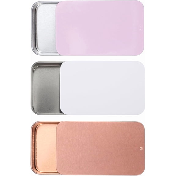 3 Pcs Small Dental Floss Case Metal Portable Compact Pick Dispenser Tin Sliding Refillable Flosser Organizer Box Mini Holder for Pill Oral Care Travel Hotels Dating Dinners Teeth Cleaning