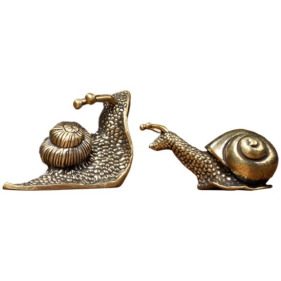 3 Pcs Snail Statue, Brass Retro Mini Snail Figurine for Home Decoration, Vintage Animal Collectible, Antique Style Desktop Ornament, Symbol of Happiness, Office Living Room Decor