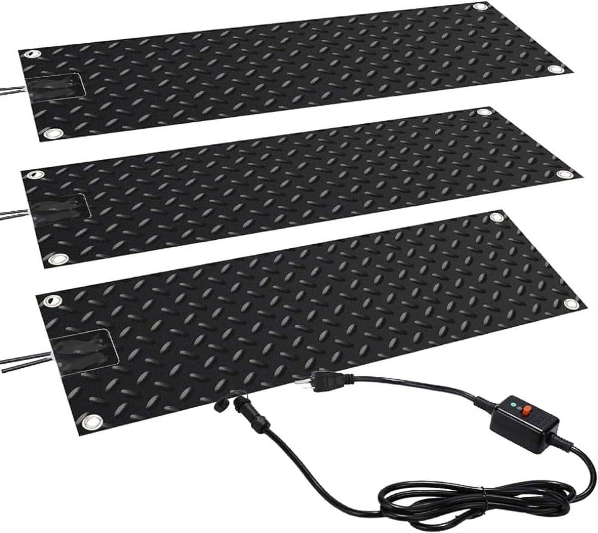 3 Pcs Snow Melting Walkway Mat, 10" X 30" Non Slip Rubber Heated Mat