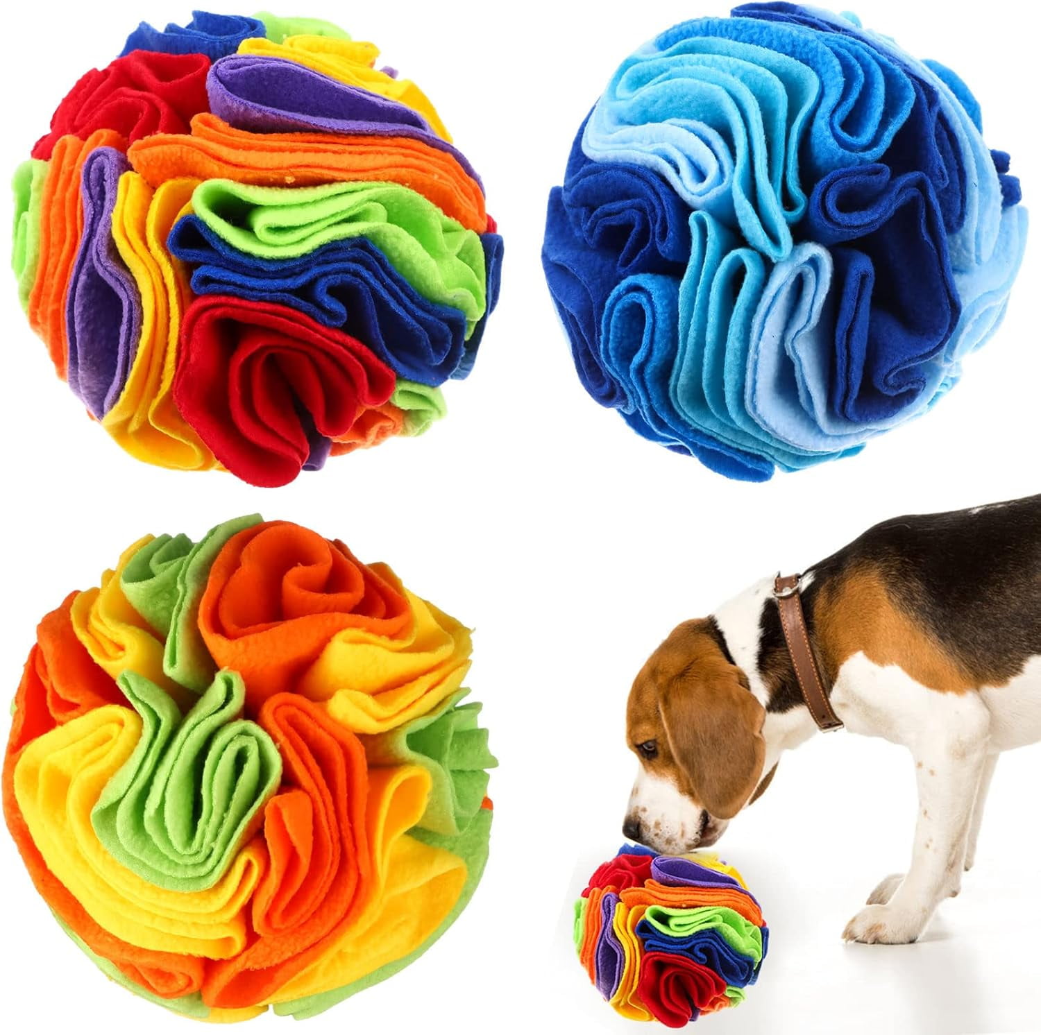 3 Pcs Snuffle Ball for Dogs Stress Relief Interactive Dog Snuffle Ball Toys Dog Foraging Mat Pet Snuffles Balls Toy Dogs Treat Ball Pad Pet Puzzle Toys for Anxiety Relief Enhance Sniffing