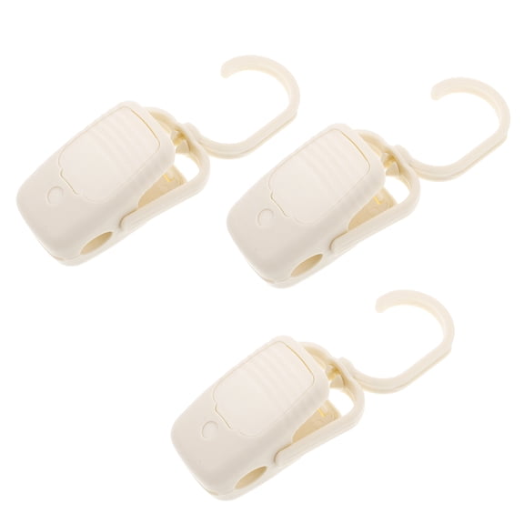3Pcs Laundry Hooks Clip Plastic Clothes Pins Hanger Swivel Clips for Clothing Storage Home Office Workshop Beige