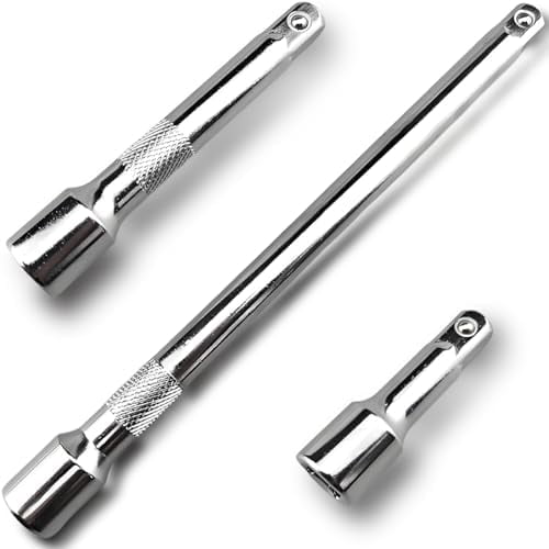 3 Pcs Socket Extension Set, 1/2" Drive Impact Extension Bar Set, 3"(76mm), 5"(127mm), 10"(254mm) Ratchet Extensions Set, Premium Chrome Vanadium Steel, Professional Socket AccessoriesSilver