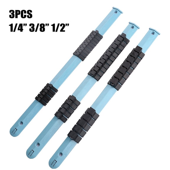 3 Pcs Socket Wrench Holder Plastic Socket Tray Rail Rack Storage Organizer Shelf 350mm 1/4 inch 3/8 inch 1/2 inch Accessories For Workshop