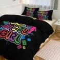 thumbnail image 1 of 3 Pcs Soft Bedding Set, Includes 1 Duvet Cover with Zipper And 2 Pillow Shams,80s Party Girl Vintage Retro Eighties Costume Twin(86"x70"), 1 of 8