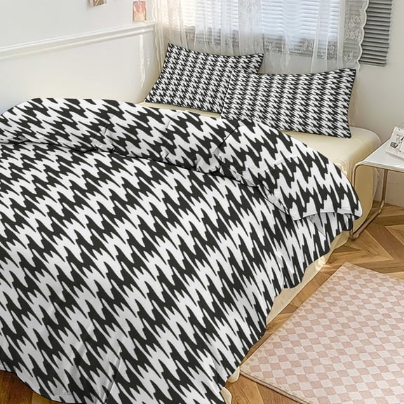 3 Pcs Soft Bedding Set, Includes 1 Duvet Cover with Zipper And 2 Pillow Shams,Aesthetic Grey Olive And White Ripple Full(79"×90")