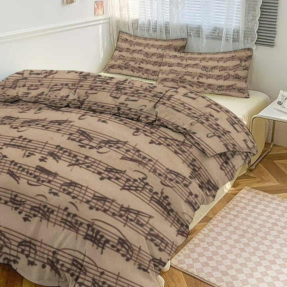 3 Pcs Soft Bedding Set, Includes 1 Duvet Cover with Zipper And 2 Pillow Shams,Bach Chaconne Full(79"×90")