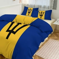 3 Pcs Soft Bedding Set, Includes 1 Duvet Cover with Zipper And 2 Pillow Shams,Barbados National Flag Twin(86"x70")