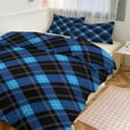 thumbnail image 1 of 3 Pcs Soft Bedding Set, Includes 1 Duvet Cover with Zipper And 2 Pillow Shams,Blue Green Plaid Twin(86"x70"), 1 of 8