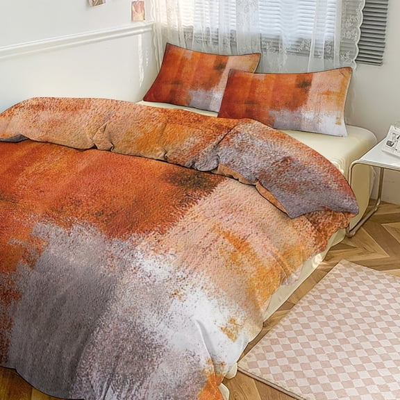 3 Pcs Soft Bedding Set, Includes 1 Duvet Cover with Zipper And 2 Pillow Shams,Brown Orange Background Abstract Texture Queen(90"×90")
