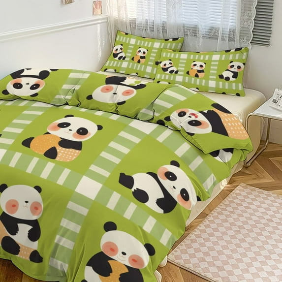 3 Pcs Soft Bedding Set, Includes 1 Duvet Cover with Zipper And 2 Pillow,Shams Cartoon Cute Bear Queen(90"×90")