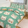 thumbnail image 1 of 3 Pcs Soft Bedding Set, Includes 1 Duvet Cover with Zipper And 2 Pillow,Shams Cartoon Cute Cat Full(79"×90"), 1 of 8