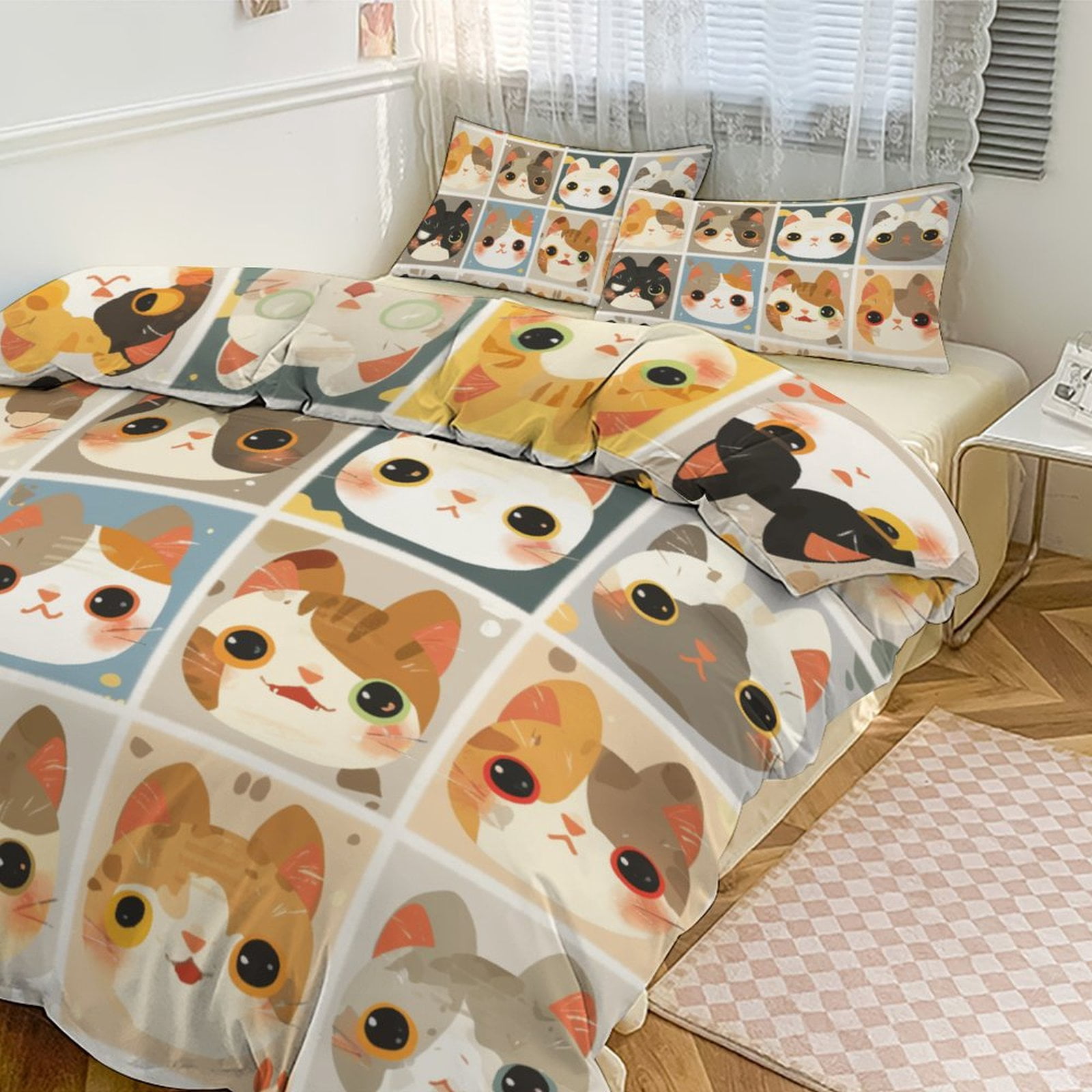 3 Pcs Soft Bedding Set, Includes 1 Duvet Cover with Zipper And 2 Pillow ... - Cat Drooling On Bedding
