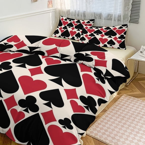 3 Pcs Soft Bedding Set, Includes 1 Duvet Cover with Zipper And 2 Pillow Shams,Casino Fun Twin(86"x70")