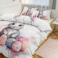 thumbnail image 1 of 3 Pcs Soft Bedding Set, Includes 1 Duvet Cover with Zipper And 2 Pillow Shams,Cute Rabbit Egg King(102"×90"), 1 of 8