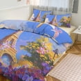 thumbnail image 1 of 3 Pcs Soft Bedding Set, Includes 1 Duvet Cover with Zipper And 2 Pillow,Shams Eiffel Tower King(102"×90"), 1 of 8