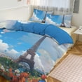 thumbnail image 1 of 3 Pcs Soft Bedding Set, Includes 1 Duvet Cover with Zipper And 2 Pillow,Shams Eiffel Tower Queen(90"×90"), 1 of 8