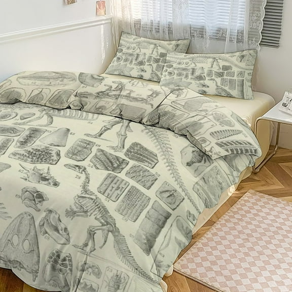 3 Pcs Soft Bedding Set, Includes 1 Duvet Cover with Zipper And 2 Pillow Shams,Fossil Chart Twin(86"x70")