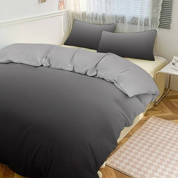 3 Pcs Soft Bedding Set, Includes 1 Duvet Cover with Zipper And 2 Pillow Shams,Gray And White Gradient Twin(86"x70")