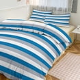 thumbnail image 1 of 3 Pcs Soft Bedding Set, Includes 1 Duvet Cover with Zipper And 2 Pillow Shams,Gray Blue And White Stripes King(102"×90"), 1 of 8