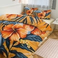 thumbnail image 1 of 3 Pcs Soft Bedding Set, Includes 1 Duvet Cover with Zipper And 2 Pillow,Shams Hawaiian Hibiscus Garden Orange Flowers King(102"×90"), 1 of 8