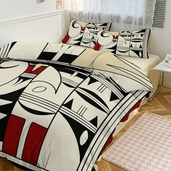 3 Pcs Soft Bedding Set, Includes 1 Duvet Cover with Zipper And 2 Pillow Shams,Hopi Pottery Twin(86"x70")