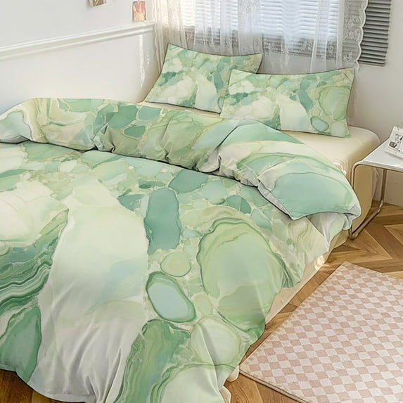 3 Pcs Soft Bedding Set, Includes 1 Duvet Cover with Zipper And 2 Pillow Shams,Marble Texture King(102"×90")