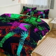 thumbnail image 1 of 3 Pcs Soft Bedding Set, Includes 1 Duvet Cover with Zipper And 2 Pillow Shams,Neo Pop Art Blacklight Glow in The Dark Queen(90"×90"), 1 of 8