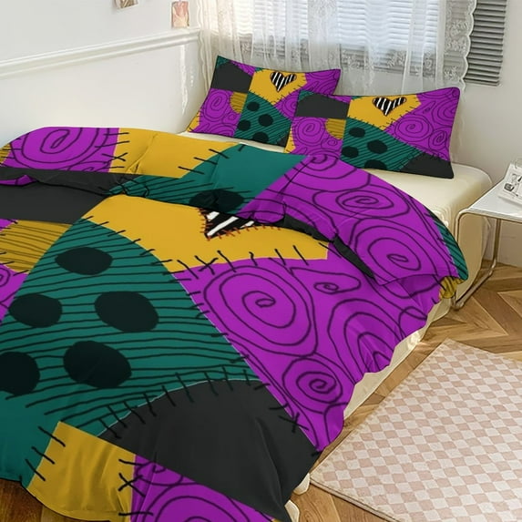 3 Pcs Soft Bedding Set, Includes 1 Duvet Cover with Zipper And 2 Pillow Shams,New Patch Queen(90"×90")