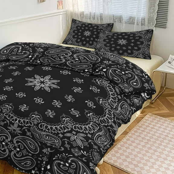 3 Pcs Soft Bedding Set, Includes 1 Duvet Cover with Zipper And 2 Pillow Shams,Paisley Pattern Twin(86"x70")