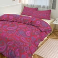 thumbnail image 1 of 3 Pcs Soft Bedding Set, Includes 1 Duvet Cover with Zipper And 2 Pillow Shams,Paisley Print Radish Red Paisley Colors King(102"×90"), 1 of 8